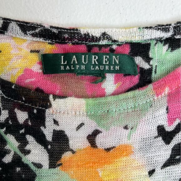 Lauren Ralph Lauren Linen Multi Floral Lightweight Sweater Top Women Size Small - Picture 6 of 11